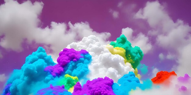Foto esplosione di polvere di colore su sfondo bianco nuvola colorata esplode la polvere colorata
