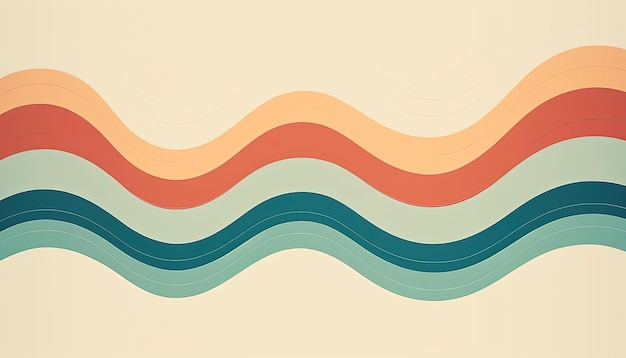 a color rainbow stripes on a beige background in the style of midcentury illustration