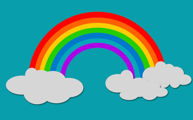 Color rainbow with clouds isolated