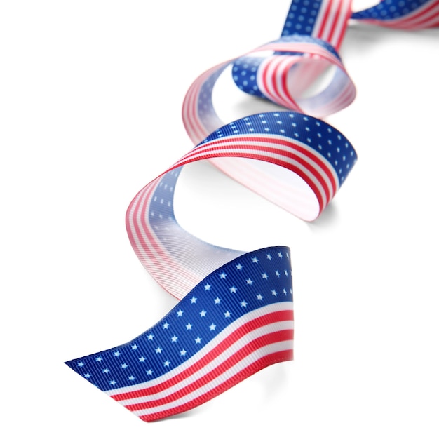 Color ribbon with USA flag pattern isolated on white