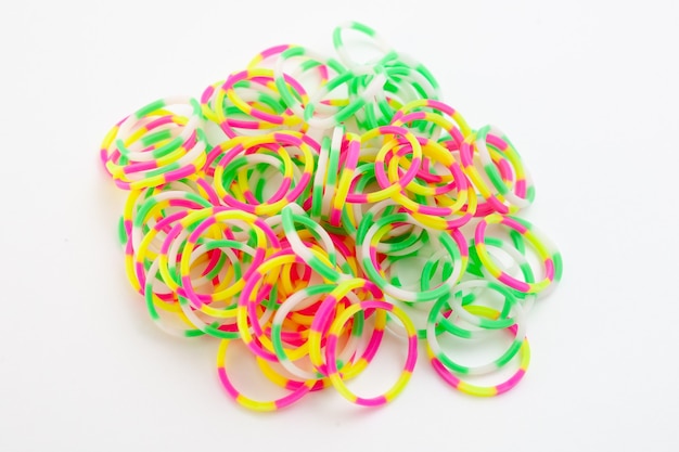 Color rubber band isolated white background