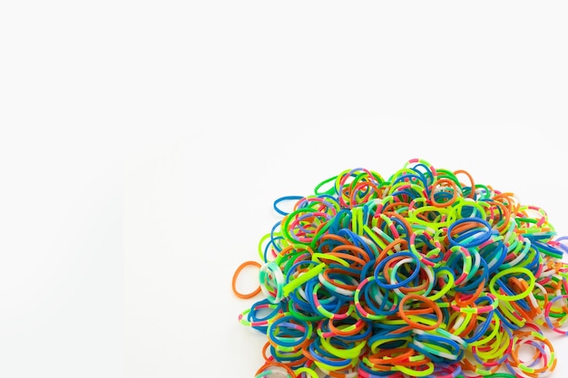 Color rubber band isolated white background