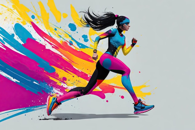 Color run marathon concept abstract colorfull splash runner achtergrond ai generatief