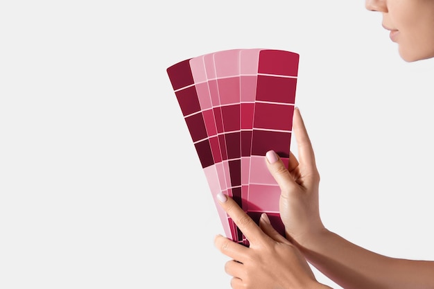 Color samples palette catalog. New 2023 trending PANTONE 18-1750 Viva Magenta colour