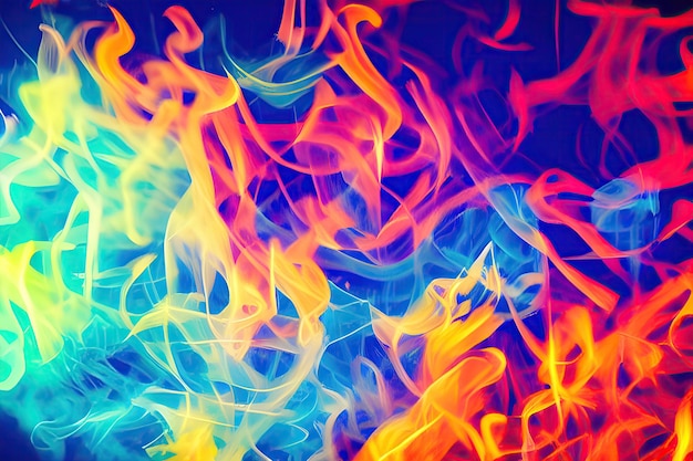 Photo color smoke abstract background cold hot ice fire flame defocused blue red contrast paint splash