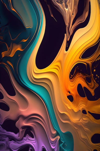 Color splash background in trendy colors fluid art Full color flow wave trendy screensaver