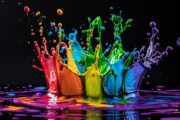 Foto color splashes perfect voor merken die levendigheid en vrolijkheid in hun ontwerpen zoeken ideaal voor het promoten van cosmetica of voedingsmiddelen met een uitbarsting van kleur en energie generatieve ai
