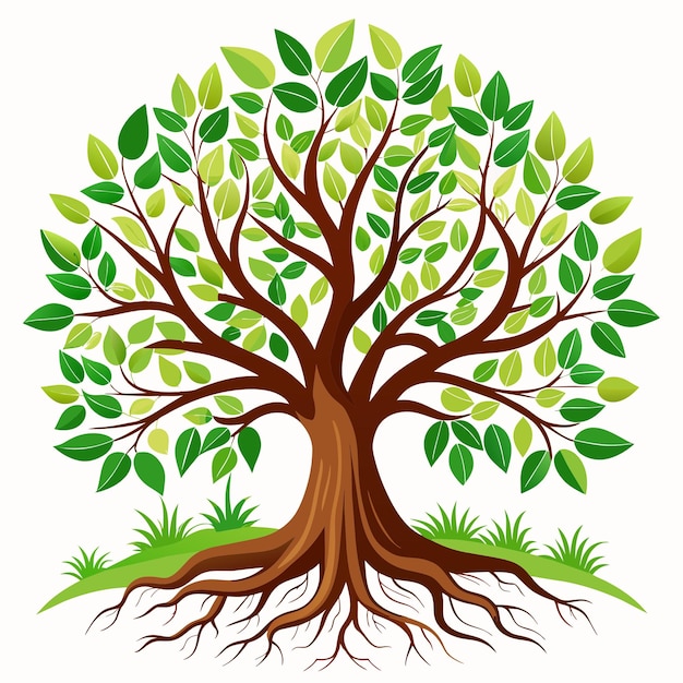 Foto illustrazione vettoriale degli alberi e delle radici