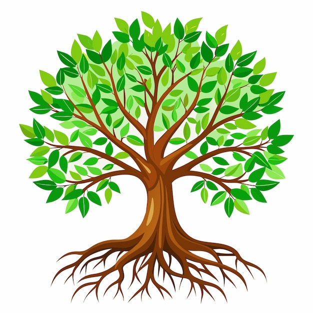 Photo color tree and roots vector illustration