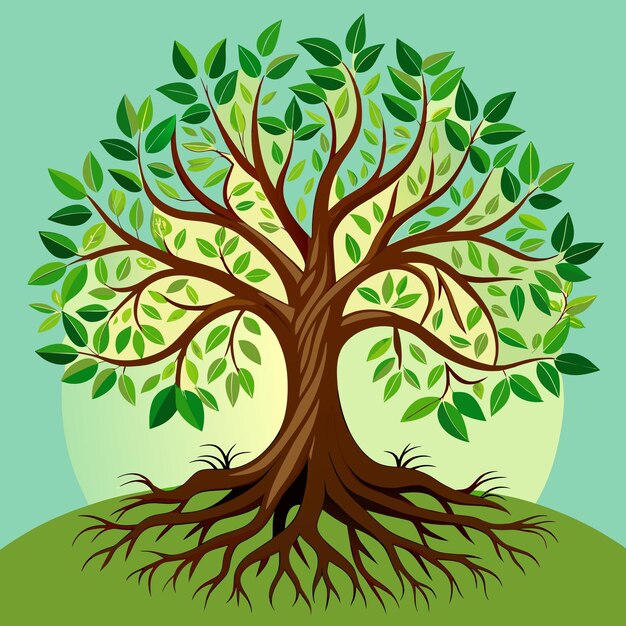 Photo color tree and roots vector illustration