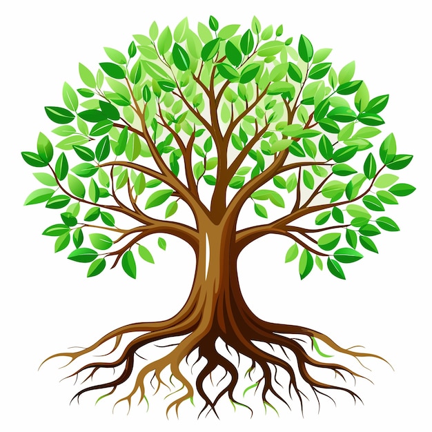 Photo color tree and roots vector illustration