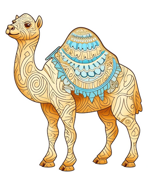 Color vector image of camel stands on white background