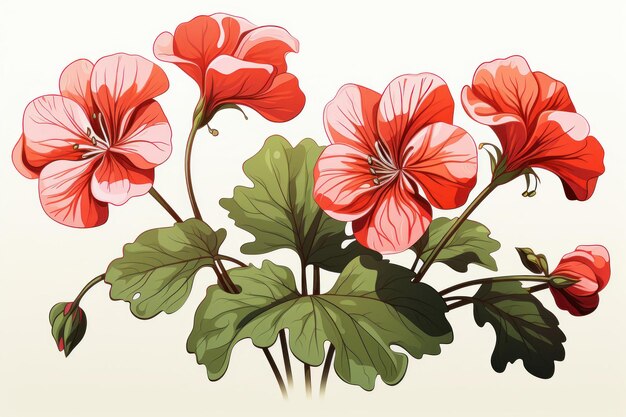 Color watercolor drawing of a Geranium flower