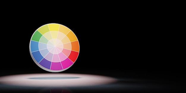 Photo color wheel spotlighted on black background