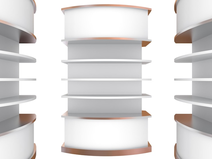 Photo color white curve shelves