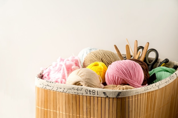 Photo color yarn for knitting, knitting needles and crochet hooks