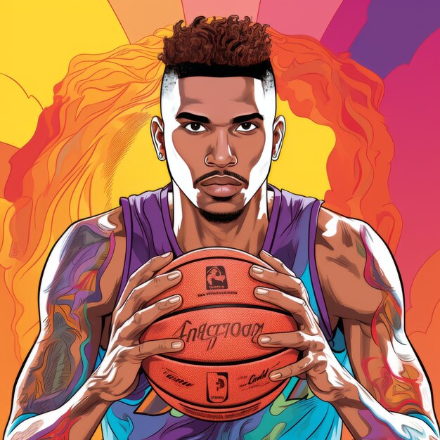 Color Your Way to Victory Multicolor Player Basketball Coloring Book for Adults