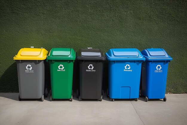 リサイクル用のカラーコード付きゴミ箱
