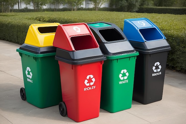 Colorcoded waste bins for recycling