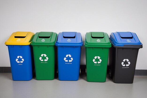 Colorcoded waste bins for recycling