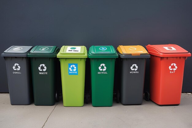 Colorcoded waste bins for recycling