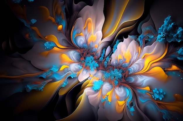 Colored 3d fractal background Generative AI