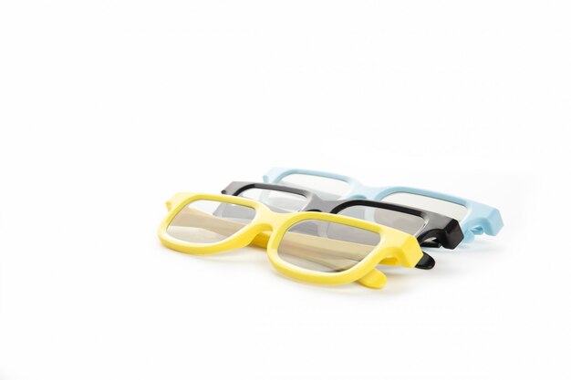 Colored 3D glasses isolated on white background