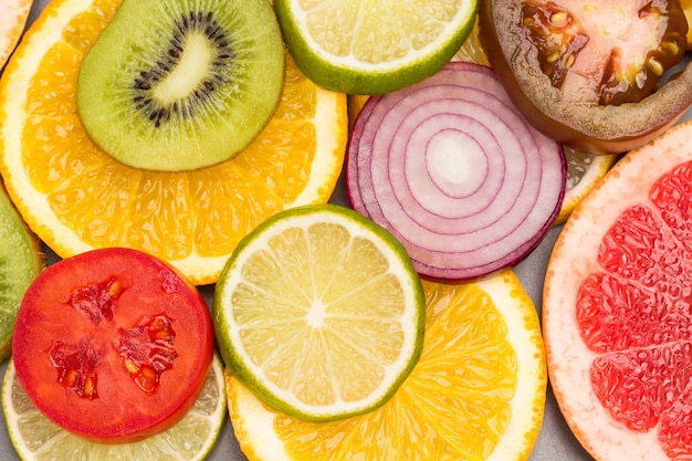 Colored abstract fruit slices