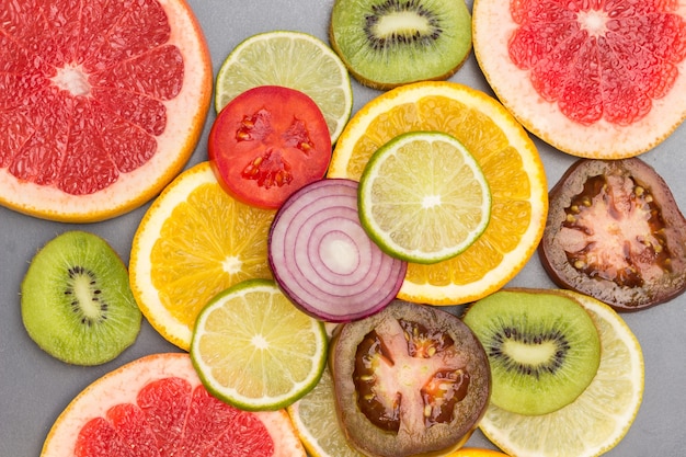 Colored abstract fruit slices