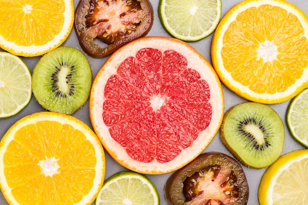 Colored abstract still life of fruit slices