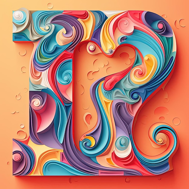 colored alphabet number abstract background in the style of fluid