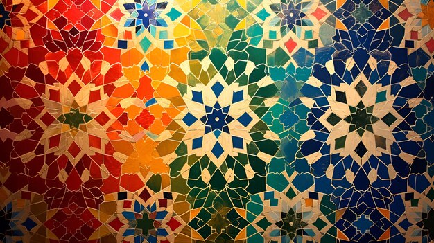 Colored background with Arabic mosaic pattern