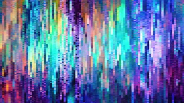 Colored background with gradient glitch effect composed of elements imitating pixels