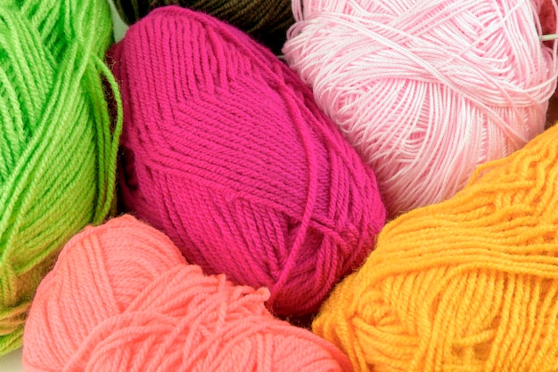 Colored balls of yarn Knit yarn for knitting Skeins of fabric