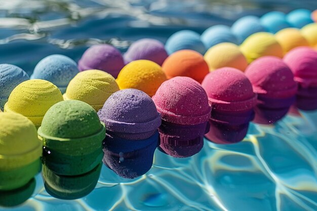 Colored bath bomb surface when dissolve in water