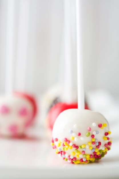 colored cake pops close up