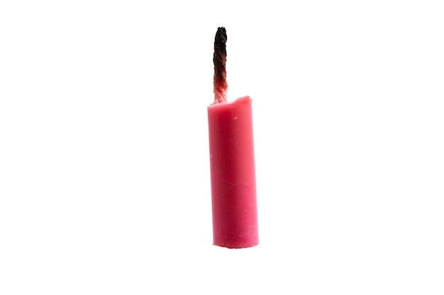 Photo colored candle with wick isolated on white background