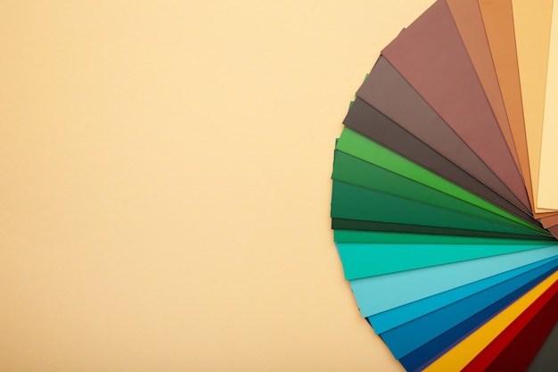 Colored cardboard palette on table