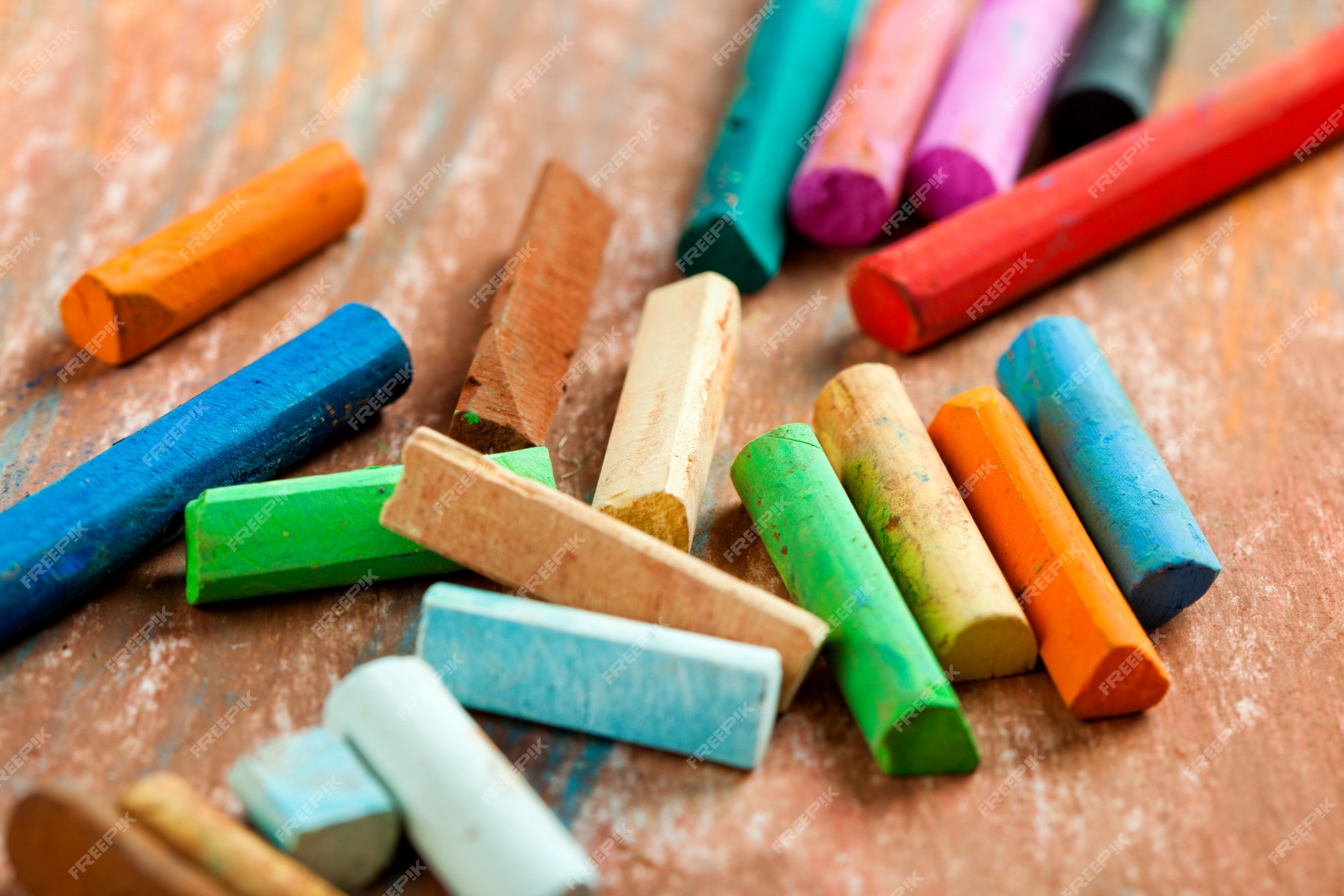 Premium Photo  Colored chalk for drawing on a light background.
