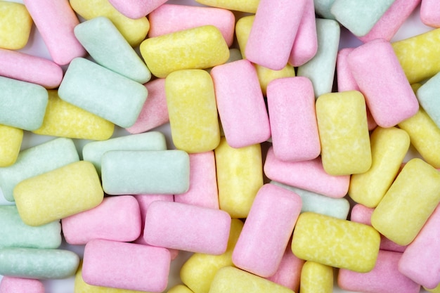 Colored chewing gum background close up