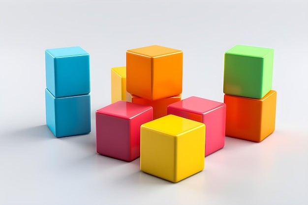 Photo colored children cubes 3d style generate ai