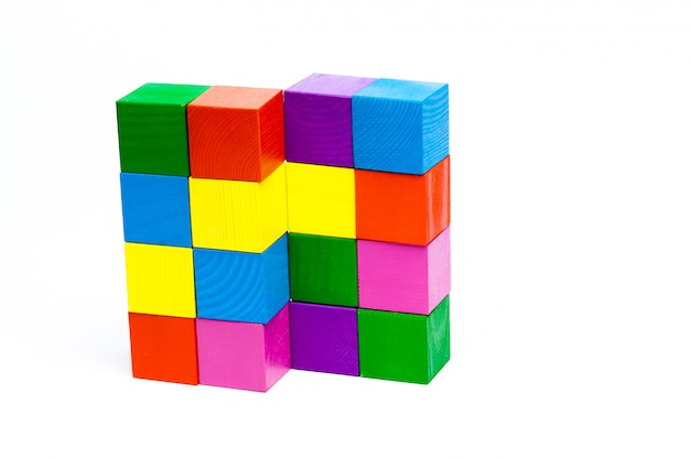 Colored children cubes on white isolated