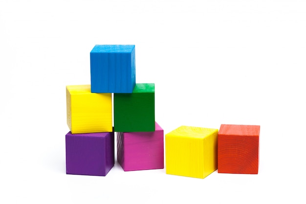 Colored children cubes on  white isolated 