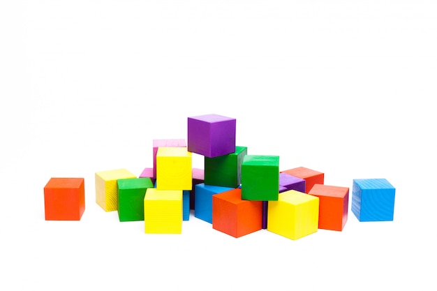 Colored children cubes on  white isolated 