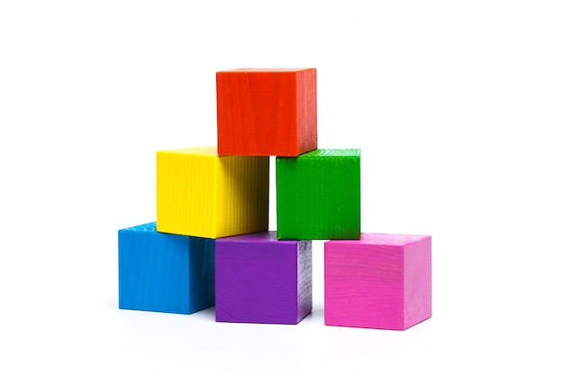 Colored children cubes on  white isolated 