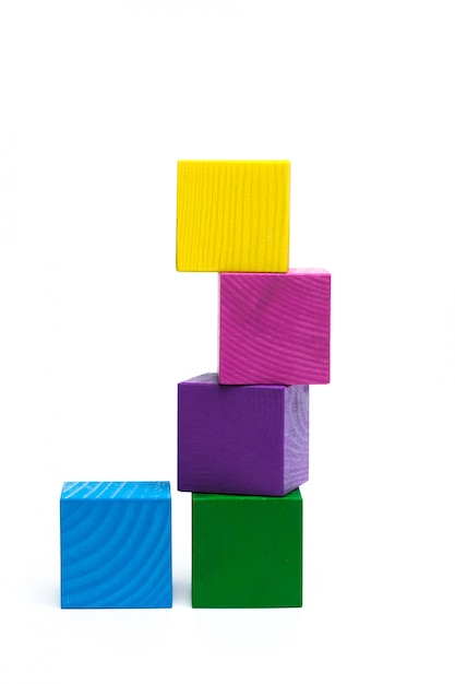 Colored children cubes on white