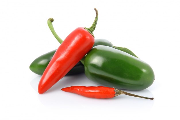 Colored chili pepper vegetables isolated