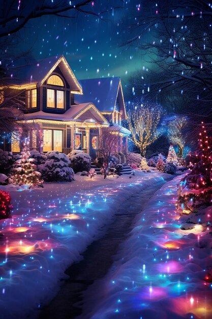 Photo colored christmas lights