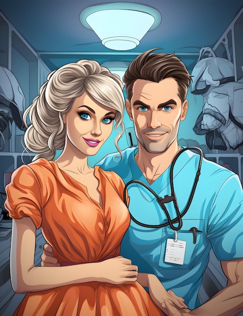 カメラ漫画セントを見て手にセリンゲを持っているクレイジー面白い看護師の着色されたページ