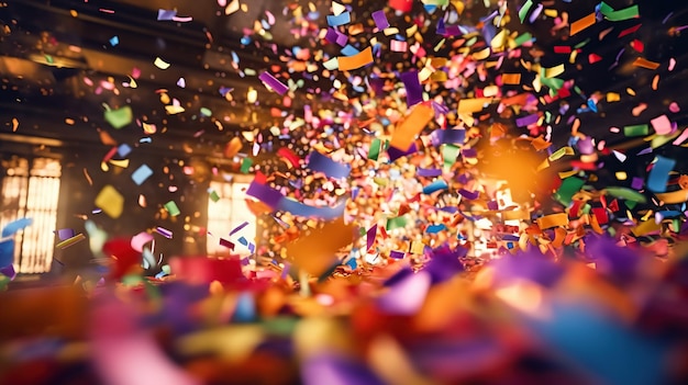 Colored confetti Flying